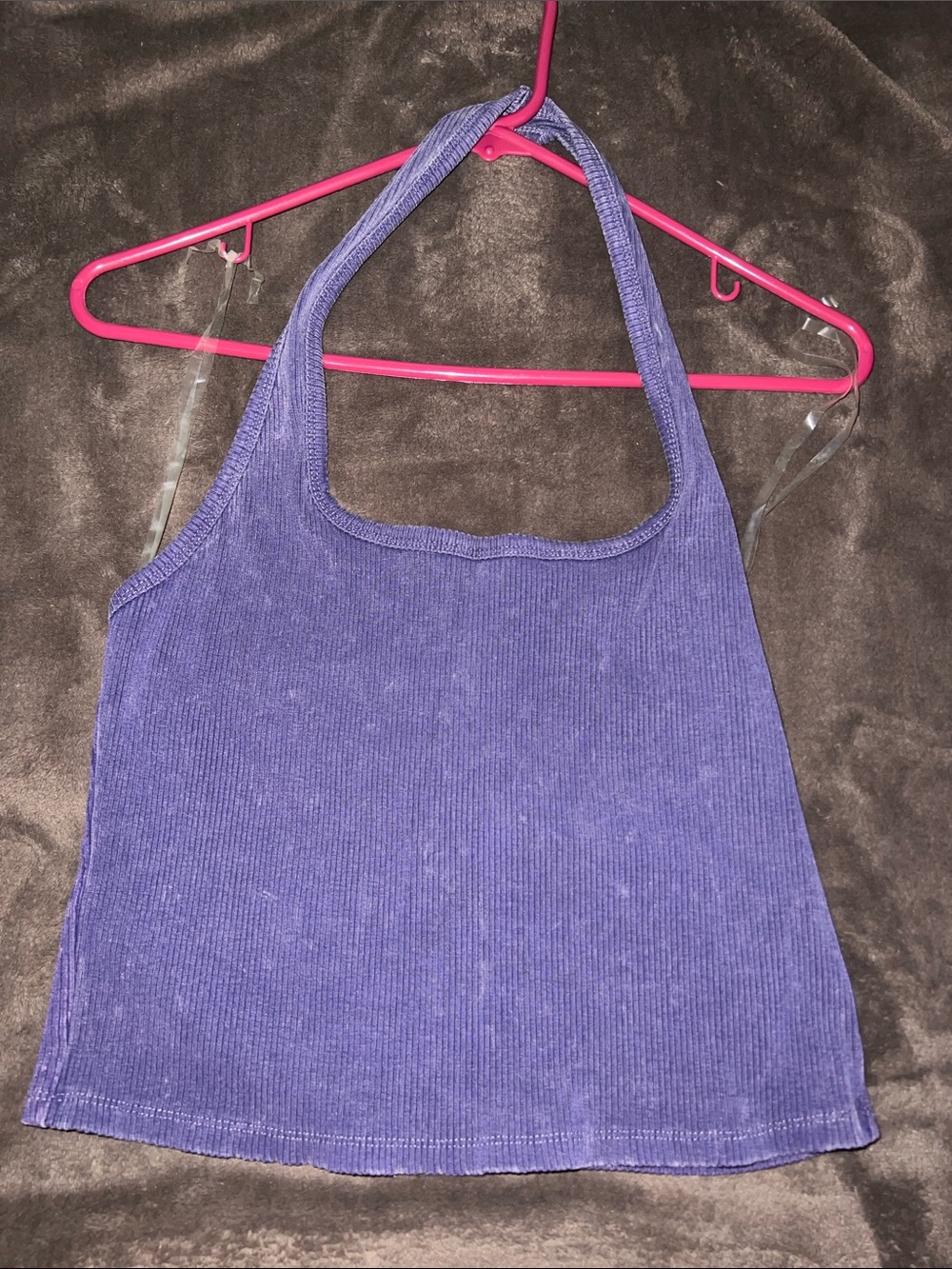 Wild Fable Purple Ribbed Halter Crop Top